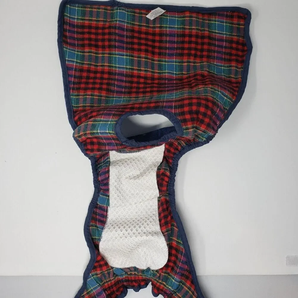 RPG Dog Diaper Wrap X Large Washable Denim Plaid Reusable Belly Band Dog NWT